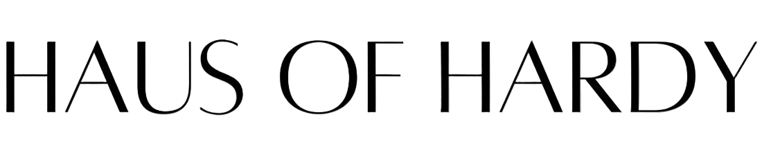 Black text 'HAUS OF HARDY' on a white background
