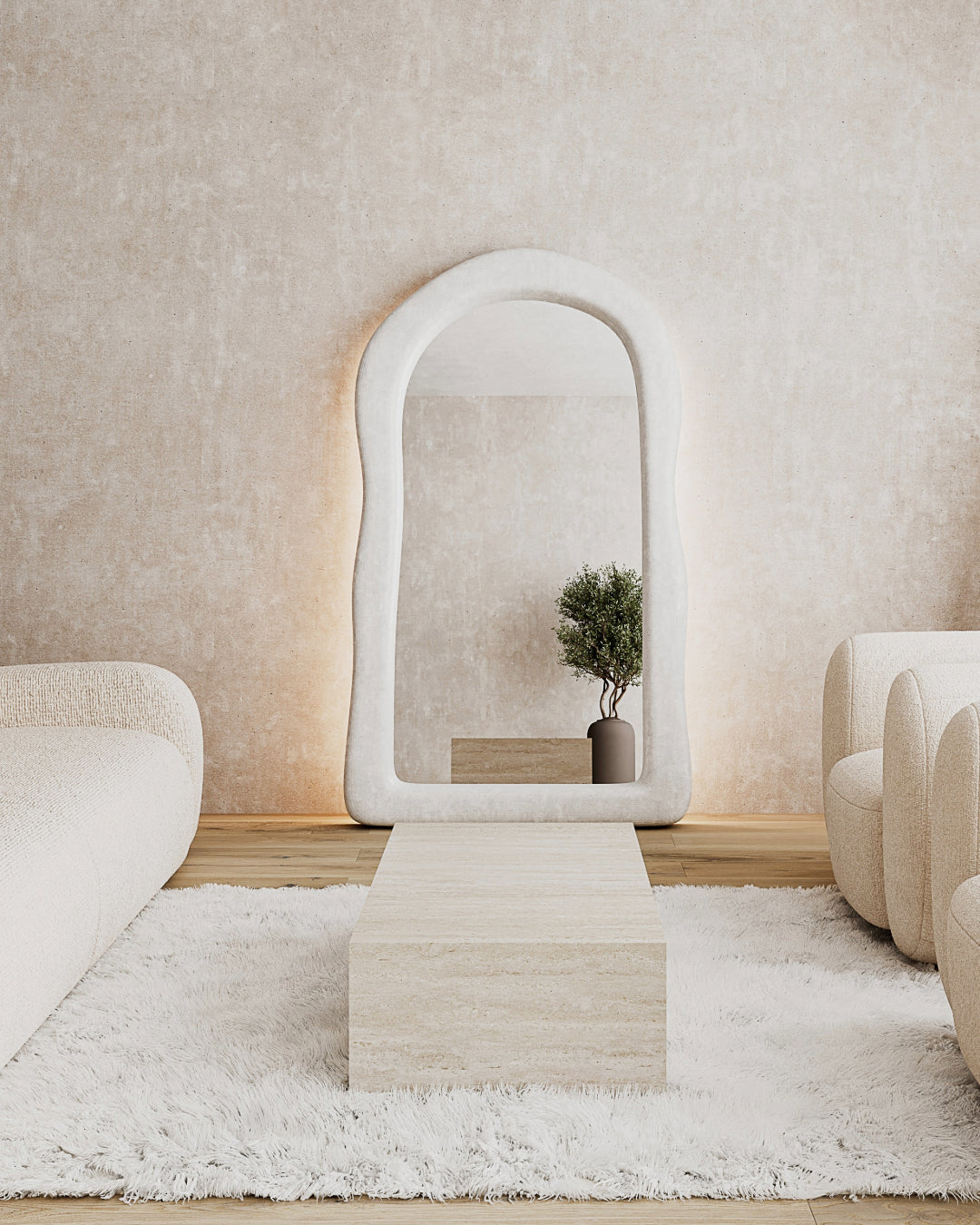 Amara - Arched Full Length White Mirror 120cm x 220cm