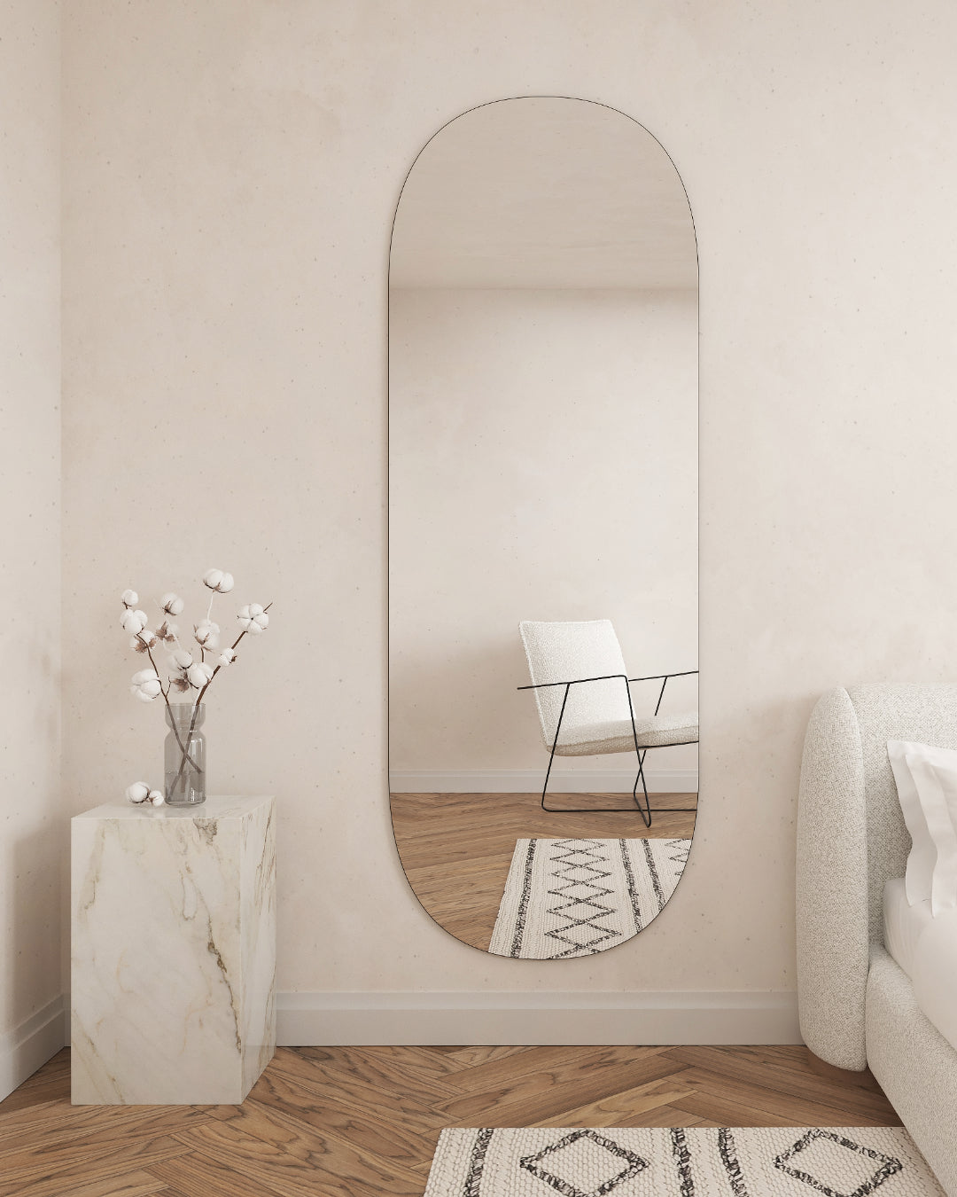 Opal - Frameless Oval Full Length Wall Mirror 80cm x 180cm