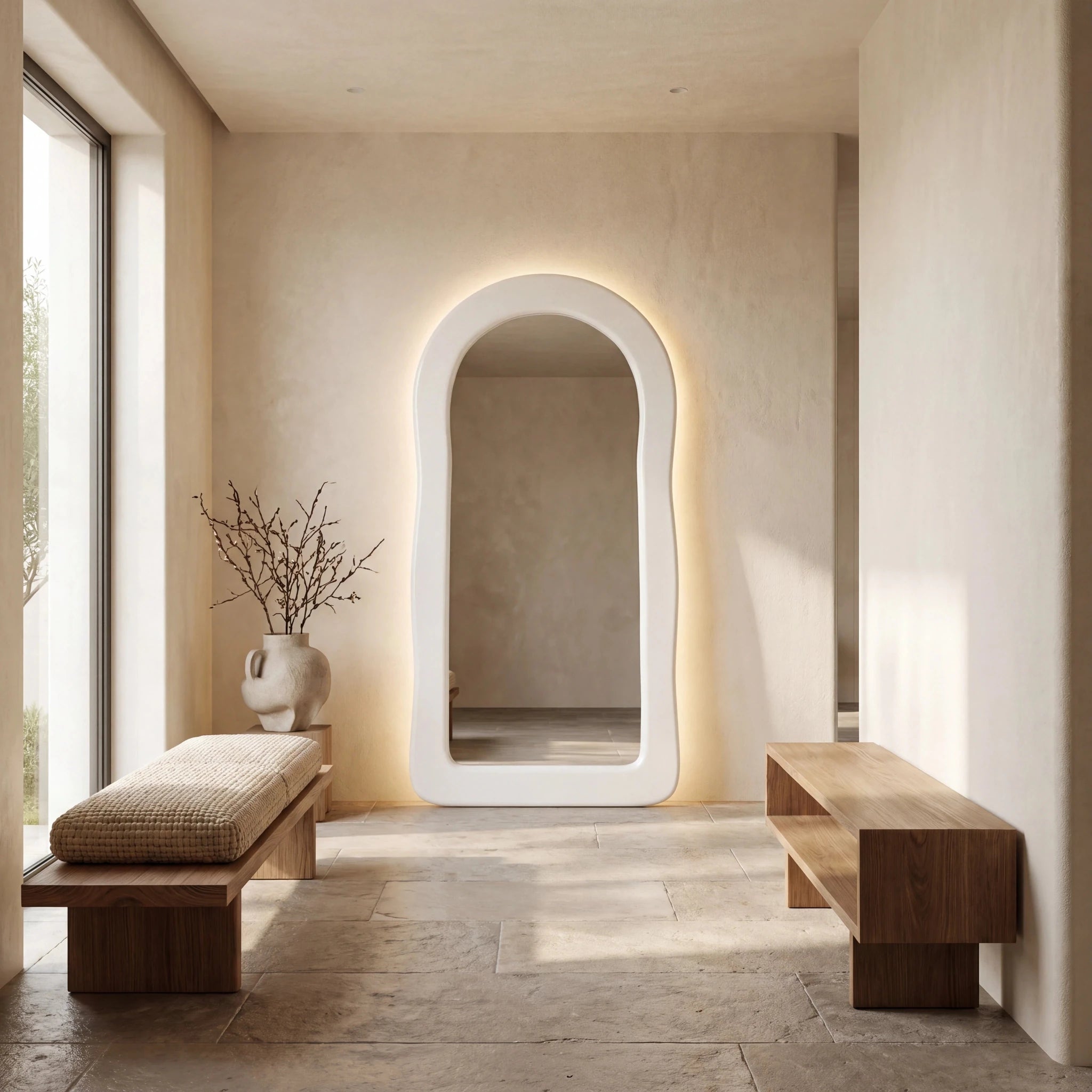 Amara | White Arch Mirror - Mirrors by Reflect