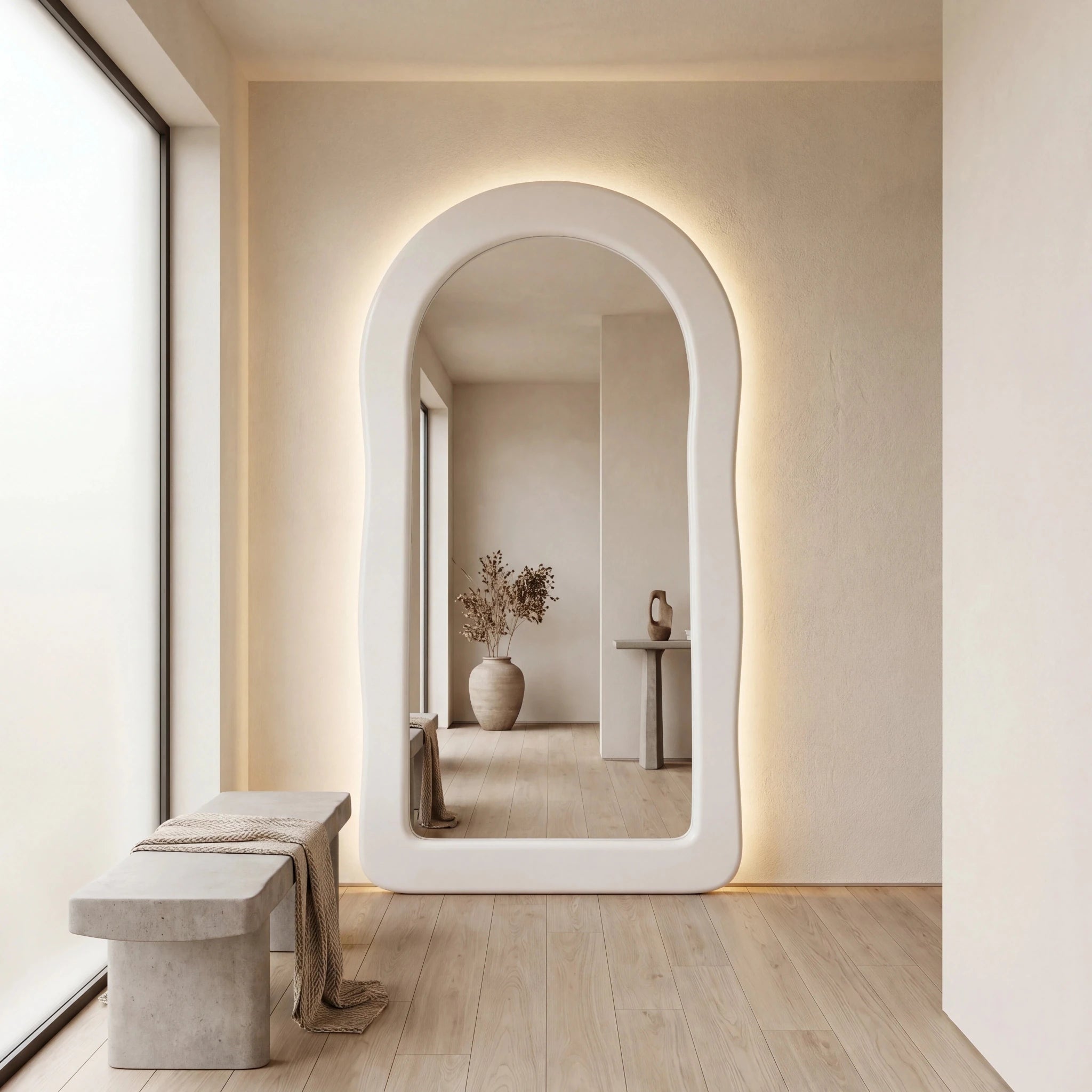 Amara | White Arch Mirror - Mirrors by Reflect