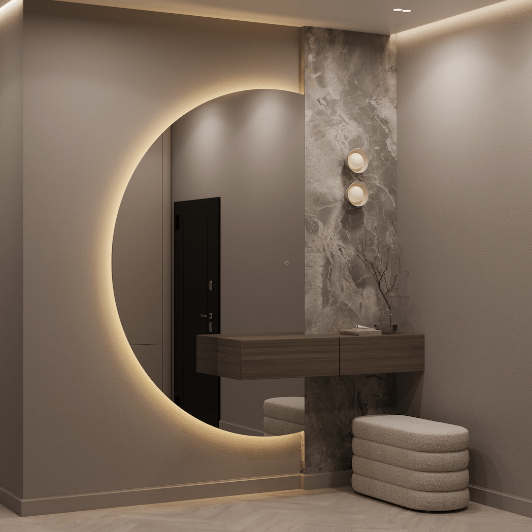 Celina | LED Half Moon Mirror - Mirrors by Reflect